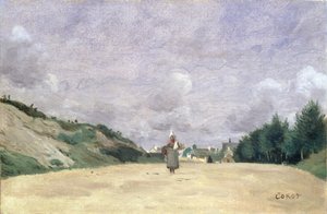 Een Weg in Normandië, c.1860-65 door Jean Baptiste Camille Corot